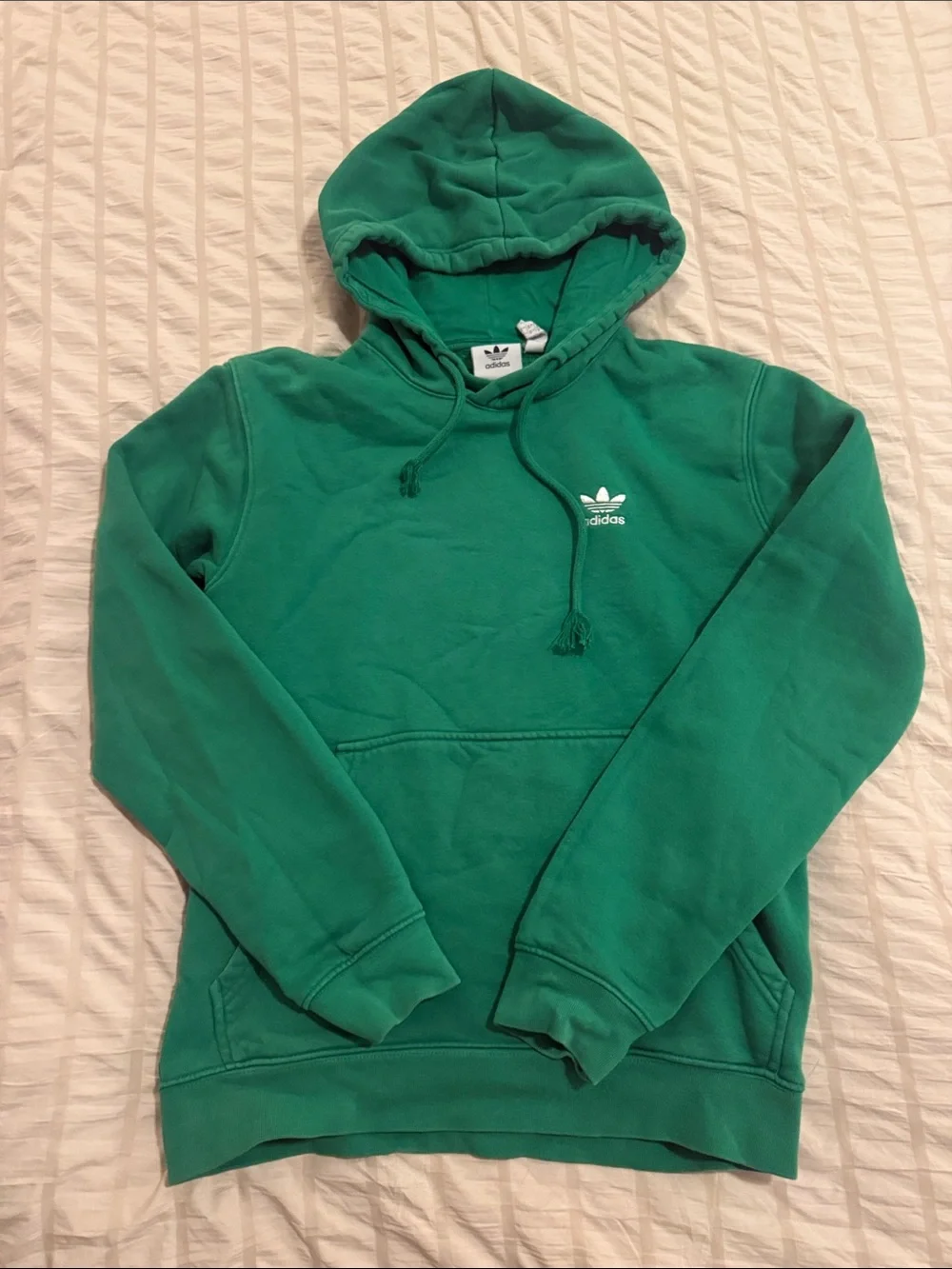 adidas Green Trefoil Hooded Pullover Sweatshirt